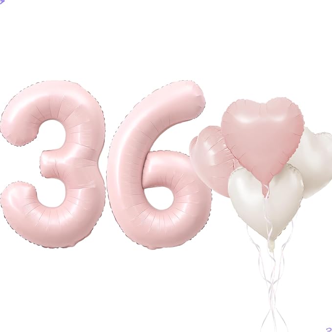 Pink 36 Balloon Number Pastel Pink 36th Birthday Party Decorations by Unknown