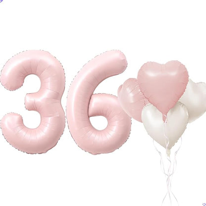 Pink 36 Balloon Number Pastel Pink 36th Birthday Party Decorations by Unknown