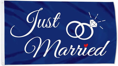 Just Married Flag Banner Outdoor Indoor Decoration Flag 3x5Feet Double Stitched by Cayyon