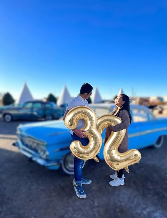 Light Gold 23 Number Balloons 40 Inch White Gold Giant 32 Foil Mylar Helium | - Image 3