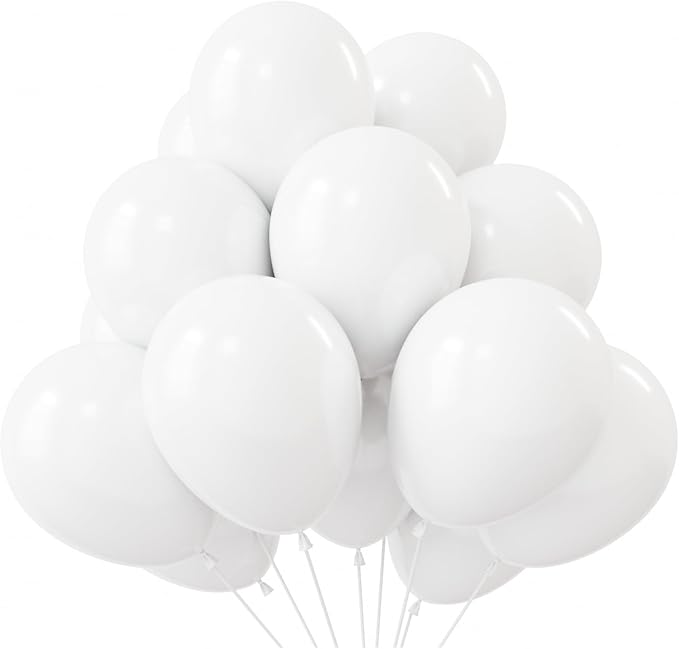 KBZVNAF White Balloons Latex Party Balloons by KBZVNAF