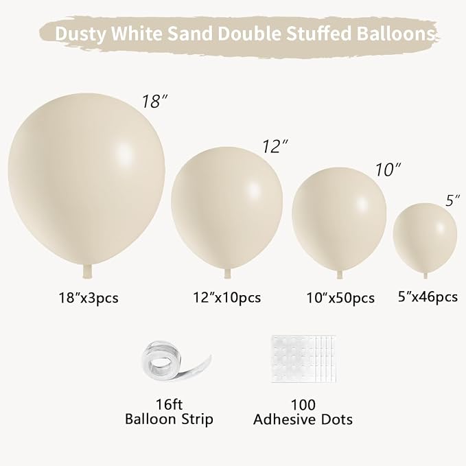 Double Stuffed White Sand balloons Different Size 115Pcs 5/10/12/18 Inch Sand - Image 2