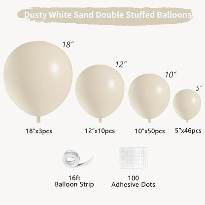 Double Stuffed White Sand balloons Different Size 115Pcs 5/10/12/18 Inch Sand - Image 2