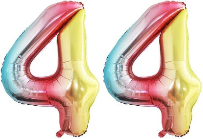Rainbow Foil Balloons Number 4, Huge Number Balloons - Image 5