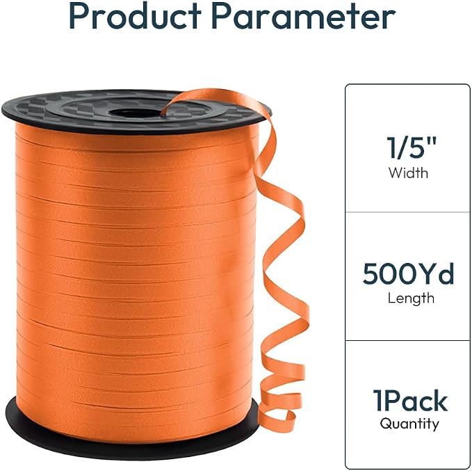 Premium Orange Curling Ribbon, 1/5" Wide x 500 Yards Christmas Curling Ribbons - Image 2