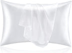 BEDELITE Satin Pillowcase for Hair and Skin, Super Soft and Cooling Similar to Silk Pillow Cases 2 Pack with Envelope Closure, Gift for Women Men(20"x36" King Size, White)