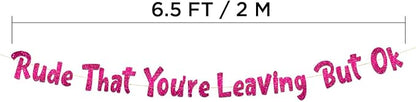 Pre-Strung Rude That You're Leaving But Ok Pink Glitter Banner - Image 4