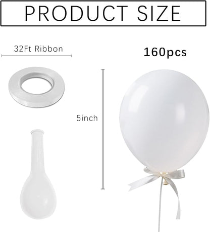 White Balloons Birthday Decorations 160 Pack 5 inch Round Ballons - Image 2
