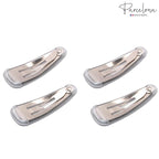 Parcelona French Mini Set of 4 Small Celluloid Acetate Snap Hair Clips No Slip Fashion Durable Styling Women Hair Accessories Girls Snap Hair Barrette, Made in France (Silver)