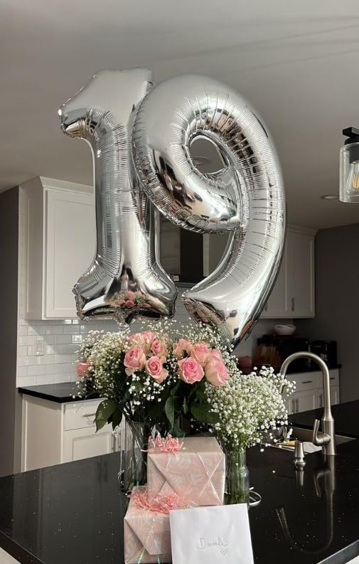 Silver Number 1 Balloon 40 inch, Balloon numbers party supplies, deco photo - Image 6