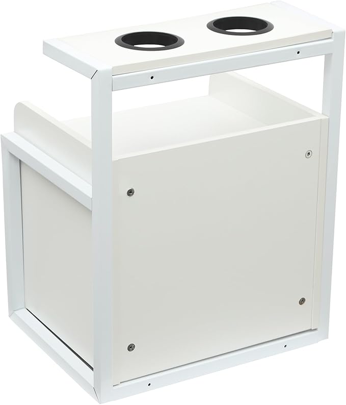 Suspended Salon Station for Hair Stylist, Wall Mounted Styling Salon Station Storage Cabinet w/2*Drawers &Hair Dryer Stand,Floating Nightstand Stylist Storage Cabinet for Home (Sliver+White)