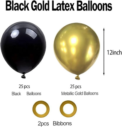 Black and Gold Party Balloons - Image 7