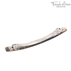French Amie Long and Thin Large 4" Celluloid Automatic Handmade Hair Clip for Girls Strong Hold No Slip Grip Hair Claw Clips for Women, Made in France (Onyx)