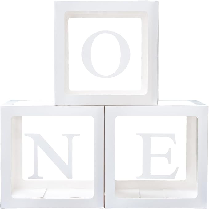 First Birthday Decoration for Baby Boy or Girl, Balloon 'ONE' Boxes for 1st by Unknown