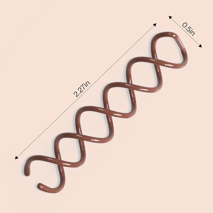 Kitsch Spiral Bobby Pins for Girls and Women - Hair Bun Maker | Rounded Tips, Chip-Resistant Bun Twist Spiral Hair Pins | Secure Hold All-Day | Ideal Gifts for Women - 3Pcs, Brown