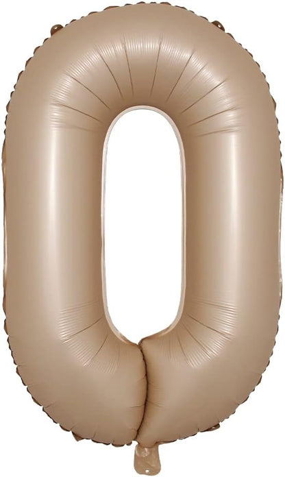 40 inch Caramel Cream Color Number Balloons 0-9 Large Digital Foil Helium Brown by RUIANSI