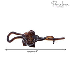 Parcelona French Rose Flower Twist N Clip Set of 2 Cellulose Acetate Shell Hair Clip Barrette 10.5 cm