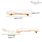 French Amie Small 2 1/4 inch Celluloid Handmade Hair Barrette No Slip Grip Durable Styling Women Hair Accessories Hair Clip for Girls, Made in France(Ivory)