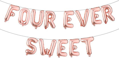 Four Ever Sweet Birthday Decorations, 4 Four Years Old Fourth 4th Girl Boy by RUIANSI