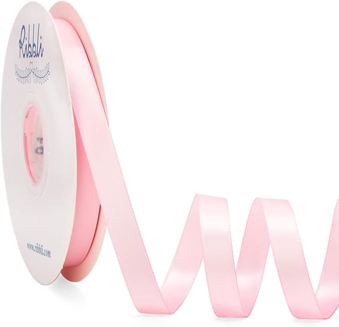 Ribbli Light Pink Satin Ribbon Double Faced Satin 1/2 inch x Continuous 50 by Ribbli