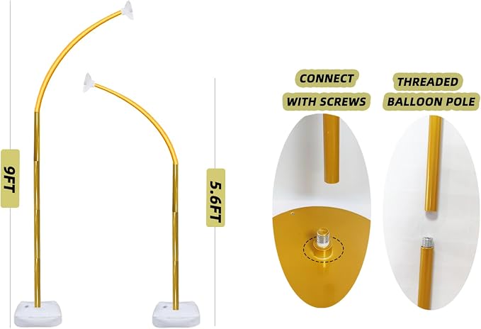 Balloon Arch Stand Kit 9ft &5.6ft, Heavy Duty Base - Image 2