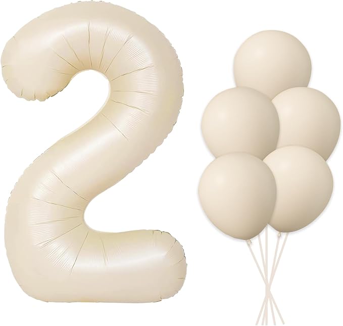 40 Inch Beige Large Number 2 Foil Balloon Set | by Home