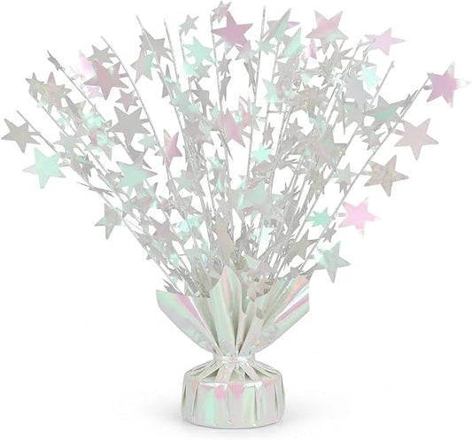 PMU Bursting Star Metallic Foil Spray Centerpiece- Opal Iridescent Balloon by PMU