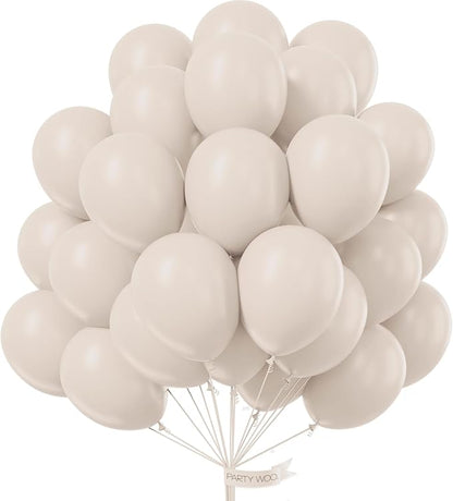PartyWoo White Balloons 100pcs Sand White Beige Cream Ivory Boho Neutral | 12 by PartyWoo