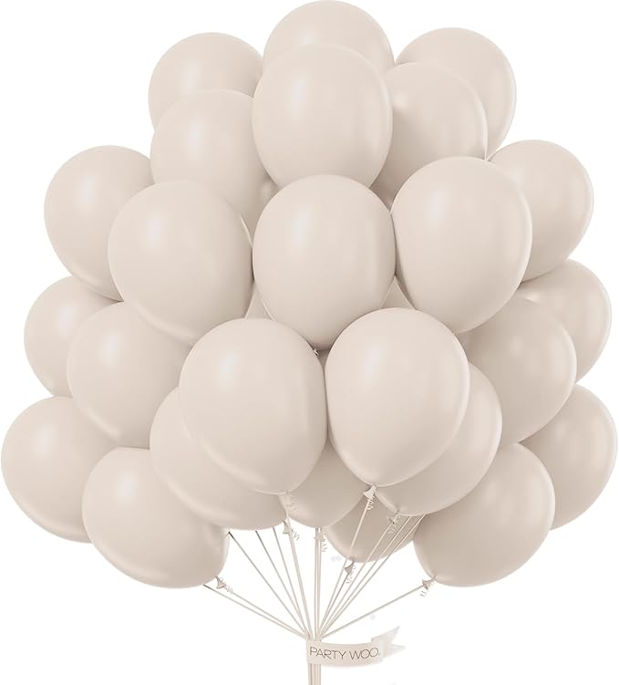 PartyWoo White Balloons 101pcs Sand White Beige Cream Ivory Boho Neutral | 12 by PartyWoo