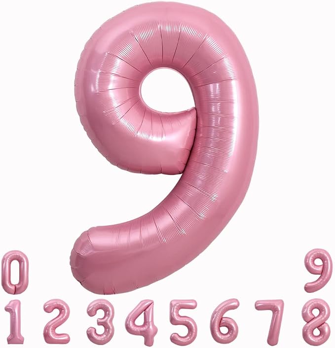TONIFUL 40 Inch Pink Number 9 Balloons Large Foil 9th Birthday Decorations | by TONIFUL