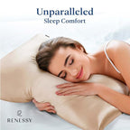 Premium Silk Pillowcase 100% Organic Mulberry Silk, 22 Momme, Grade 6A - Oeko-Tex Certified in Germany - Luxury for Hair & Skin, 1 Piece (Queen Size 20x30 Inches, Champagne)
