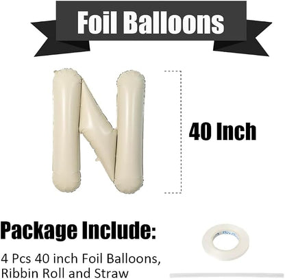 4 Pcs One Balloon Set Beige 40 Inch ONE Letter Balloon and 1 Number Balloon Big - Image 3