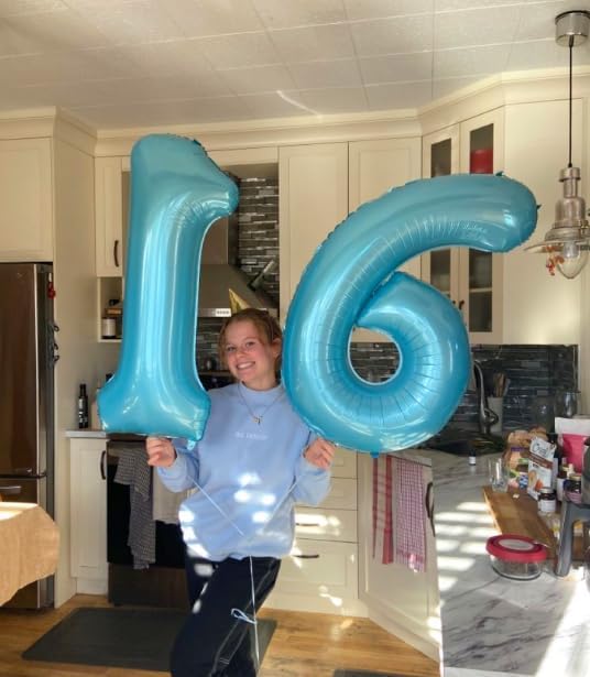 Pearl Blue Number 6 Balloon 40 inch, 6th Birthday Party Balloons Decorations | - Image 6
