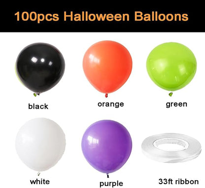 100pcs Halloween Balloons w/Ribbon 12 Inch - Image 4