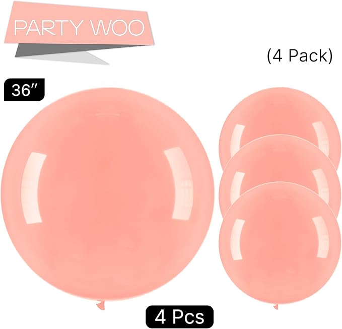 PartyWoo Pastel Orange Balloons 4 pcs 36 Inch Extra Large Big Jumbo Giant Baby - Image 3