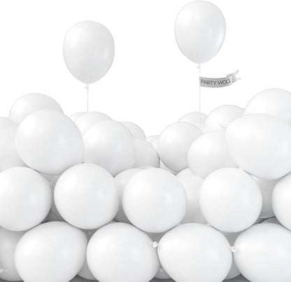 PartyWoo White Balloons 100pcs Matte Balloons White Latex Helium 5 Inch | by PartyWoo