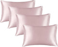 BEDELITE Satin Pillowcase for Hair and Skin, Super Soft Similar to Silk Pillow Cases 4 Pack with Envelope Closure, Cooling Pillowcases for Women Men (20"x40" King Size, Lotus Pink)