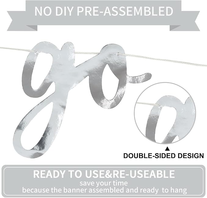 BEISHIDA Bright Silver Pre-Strung Go Shawty It's Your Birthday Banner Decor | - Image 3