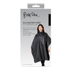 Betty Dain Alligator Hide Bleach-proof Multi Purpose Coloring/Styling Cape, Textured Surface, Secure Snap Closure at Neck, Generous Size, Machine Washable, Lightweight Polyester, Black, 45 x 60