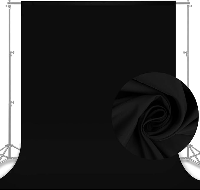 10 x 8 FT Black Backdrop for Photography, Polyester Fabric Background | Pure by Aimosen