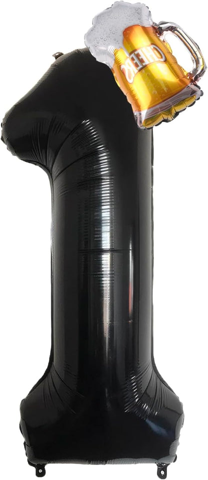 40 Inch Black Giant Number Balloon And Mini Beer Balloon Foil Polyester Film by Unknown