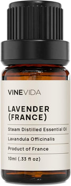 VINEVIDA Lavender France Essential Oil 10 mL - Undiluted Lavender Oil 10 mL - Lavender - DIY Candle Scents for Candlemaking - 10 mL Essential Oil for Soap Making Safe for Skin (4OZV-OBP-LAV-FRA-10ML)