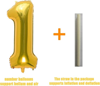 32 Inch Gold Number 1 Balloons Foil Ballon Digital Birthday Party Decoration - Image 4