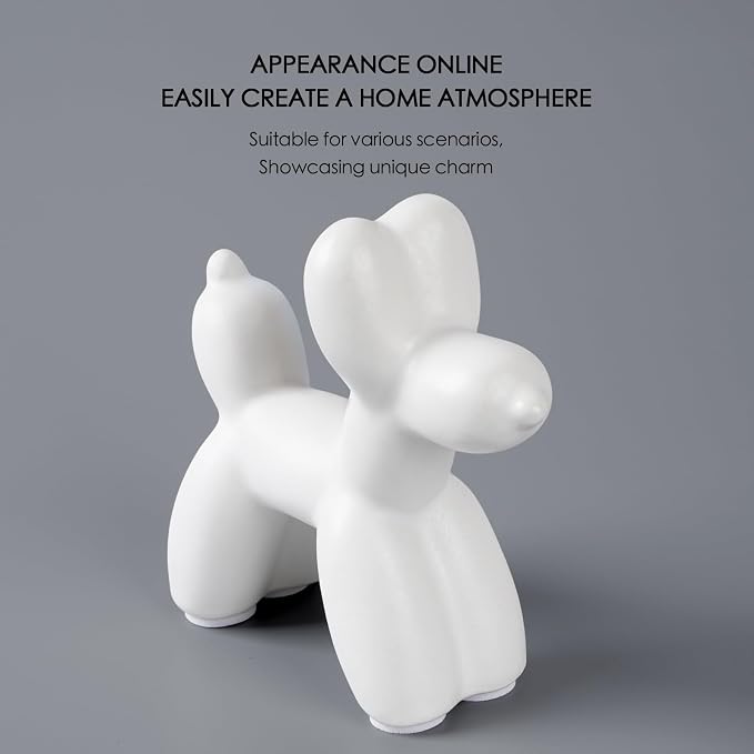 Notakia Cute Ceramics White Balloon Dog Statue Crafts Living Room Desktop - Image 4