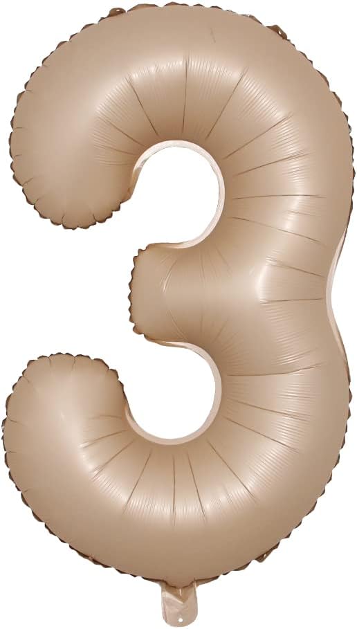 40 inch Caramel Cream Color Number Balloons 0-9 Large Digital Foil Helium Brown by RUIANSI