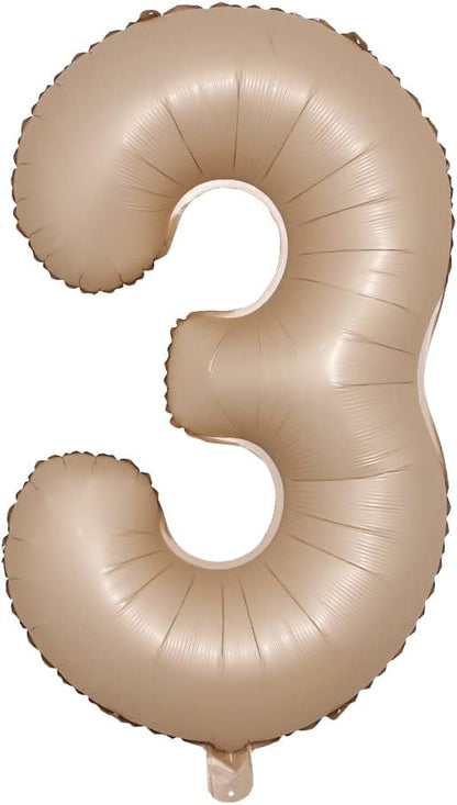 40 inch Caramel Cream Color Number Balloons 0-9 Large Digital Foil Helium Brown by RUIANSI