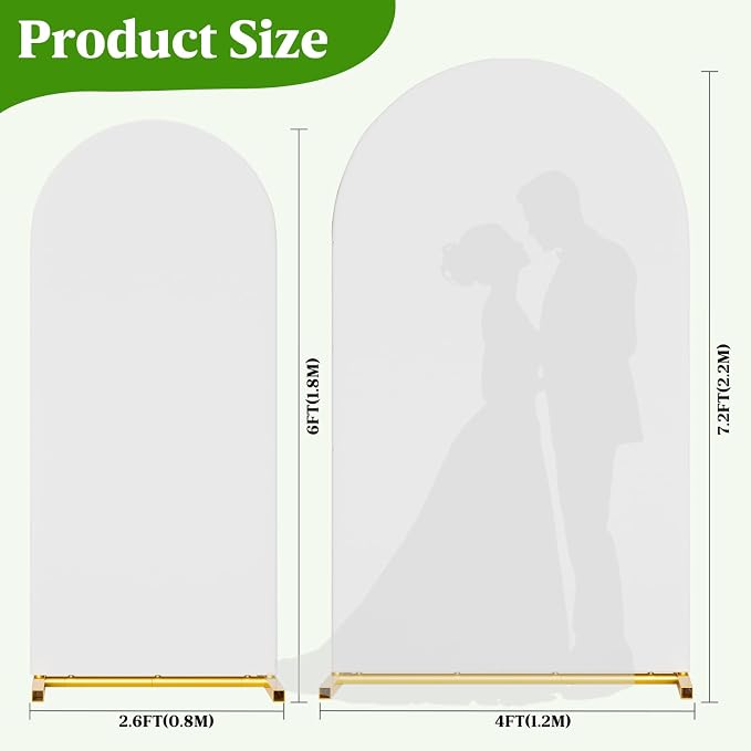 Arch Backdrop Stand with Cover Set, 6FT Gold Metal Wedding Arch - Image 3