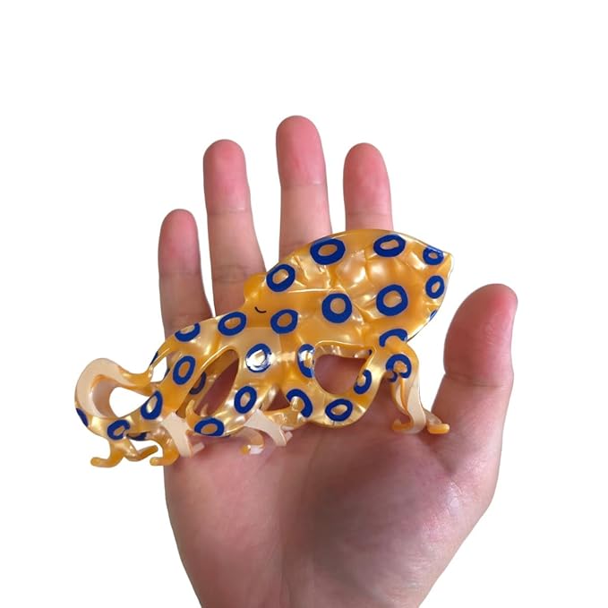 Novelty Blue-Ringed Octopus Hair Clip,Acetate Hair Claw,Big Hair Clips for Women