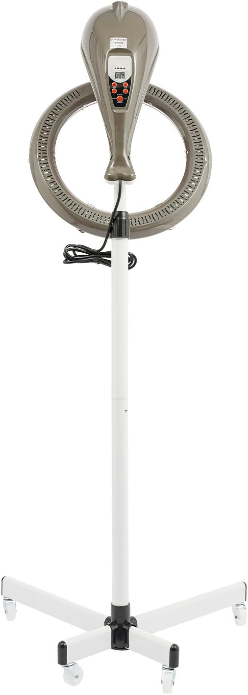 Professional Stand Hair Dryer 950W, Infrared 360° Rotating Hair Color Processor with Adjustable Height & Timer, for Perm Styling Dyeing Oil Treatment, Salon Home Use, Grey (Grey)