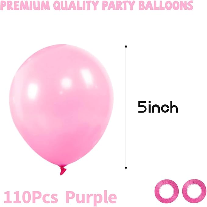 Pink Balloons 110Pcs, 5 Inch Small Pink Latex Party Balloons, Mini Thick Pink - Image 2